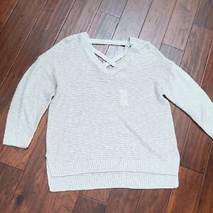 NWT Pink Rose Women's V-Neck Creamy Oatmeal Lightweight Sweater size 2X